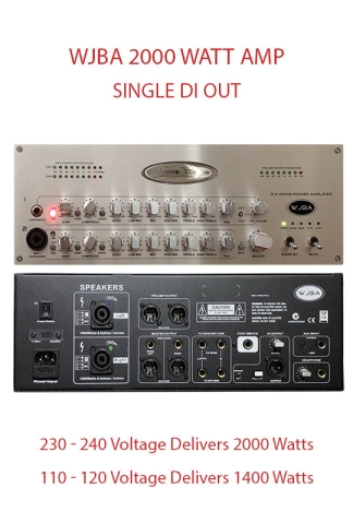 WJBA 2000 Watt Bass Guitar Amplifier with built in Twin Channel Bass Pre-Amp, featuring the option of phantom power on the second channel. Single DI.